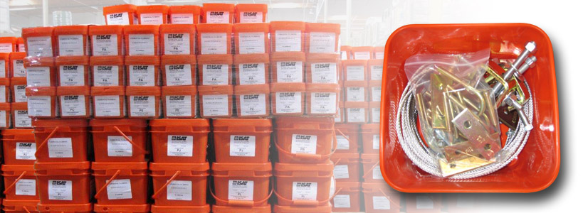 ISAT's orange bucket seismic bracing kits.